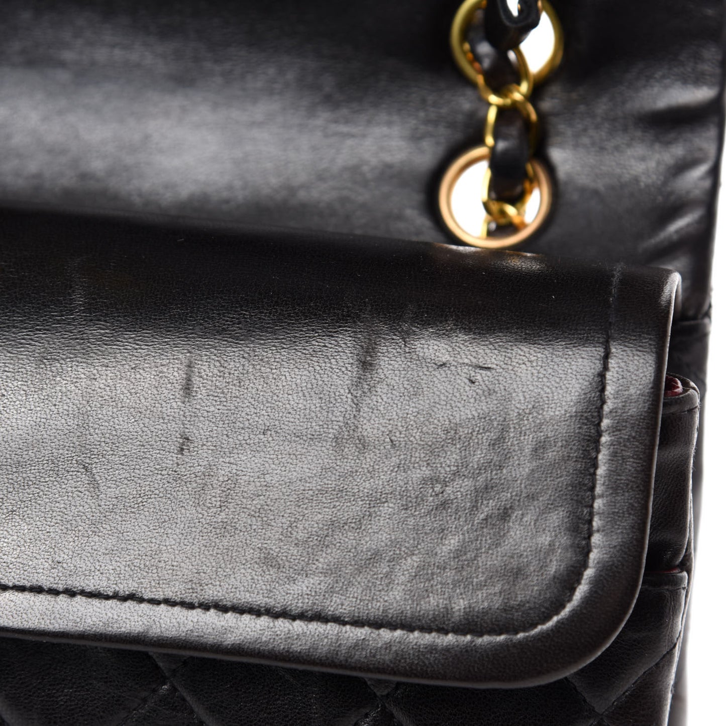 Lambskin Quilted Medium Double Flap Dark Brown