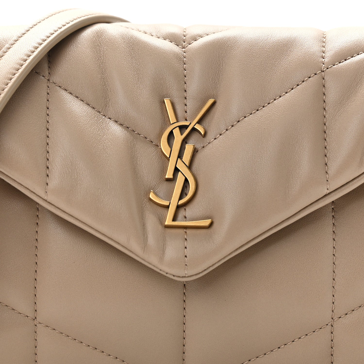 Saint Laurent Lambskin Quilted Toy Loulou Puffer Monogram Chain Satchel Nude Powder 9 of 12