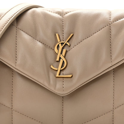 Saint Laurent Lambskin Quilted Toy Loulou Puffer Monogram Chain Satchel Nude Powder 9 of 12