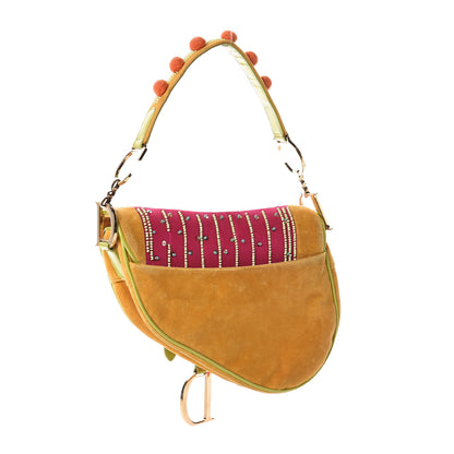Christian Dior Velvet Nylon Pom Pom Saddle Bag Multicolor 3 of 10