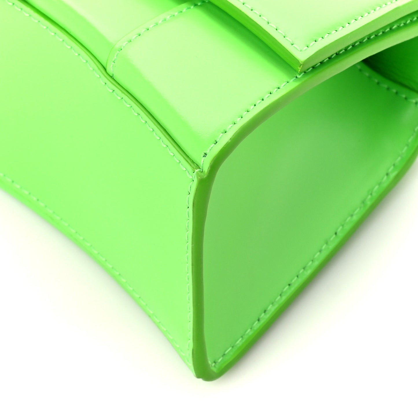 Shiny Box Calfskin Hourglass Top Handle Bag XS Acid Green