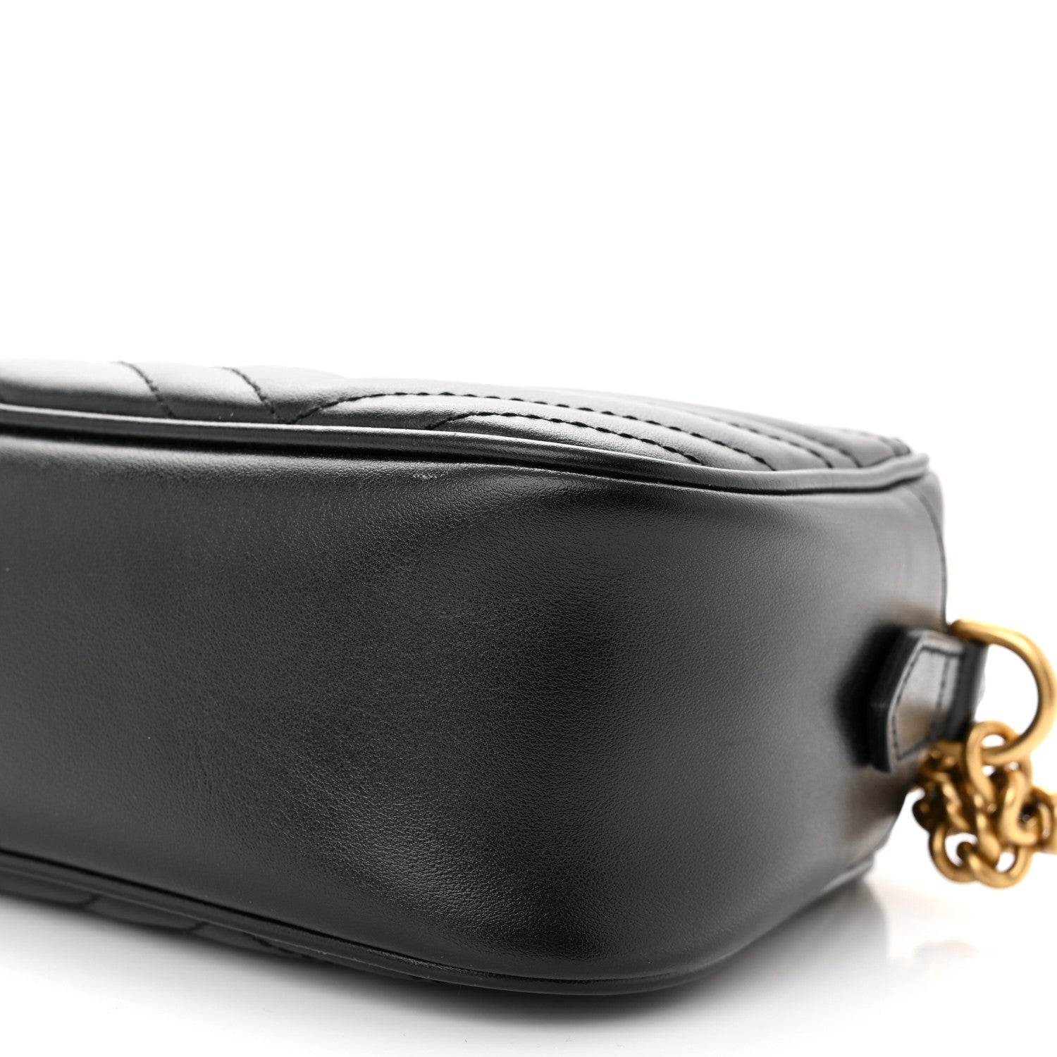 Gucci Calfskin Matelasse Small GG Marmont Chain Shoulder Bag Black 10 of 11