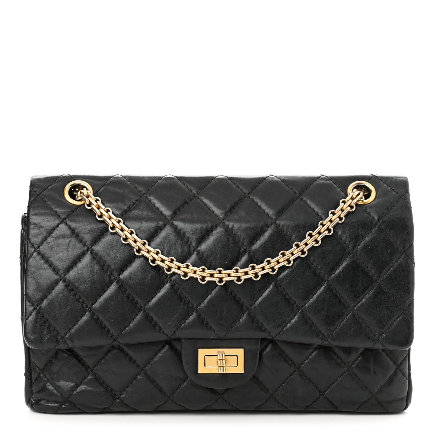 Aged Calfskin Quilted 2.55 Reissue 226 Flap Black