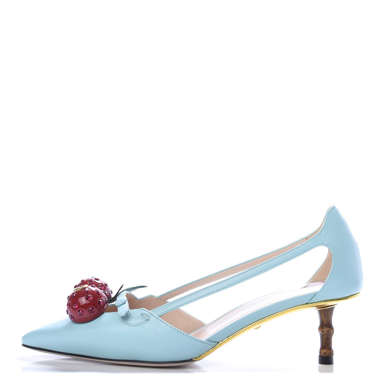 Gucci Malaga Kid Unia Cherry Pumps 35 New Acquamarine Emerald Cocoa 1 of 8