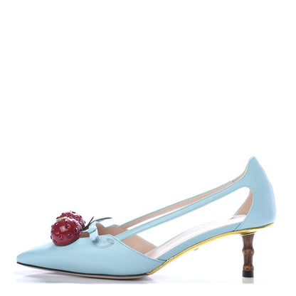 Gucci Malaga Kid Unia Cherry Pumps 35 New Acquamarine Emerald Cocoa 1 of 8