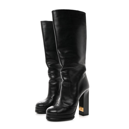 Chanel Calfskin Knee High Boots 37 Black 3 of 8