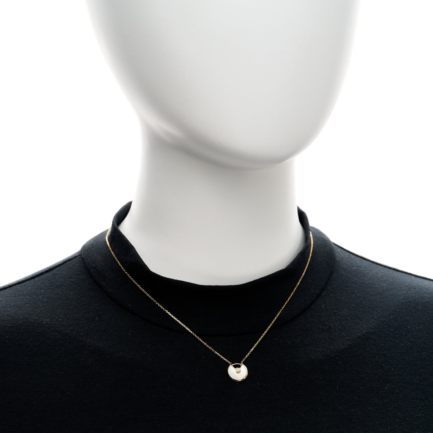 18K Yellow Gold Diamond Mother of Pearl XS Amulette de Cartier Pendant Necklace