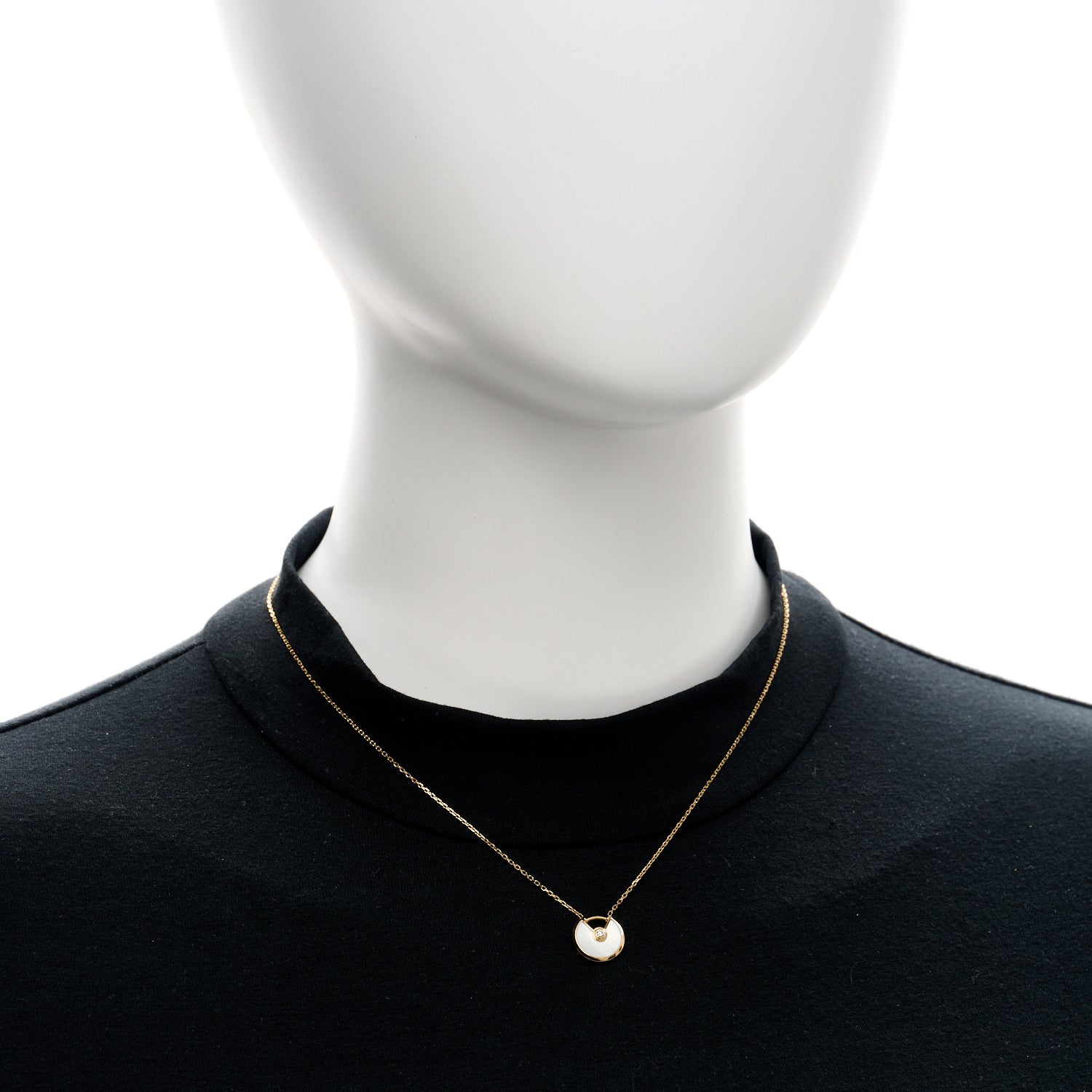 Cartier 18K Yellow Gold Diamond Mother of Pearl XS Amulette de Cartier Pendant Necklace 2 of 4