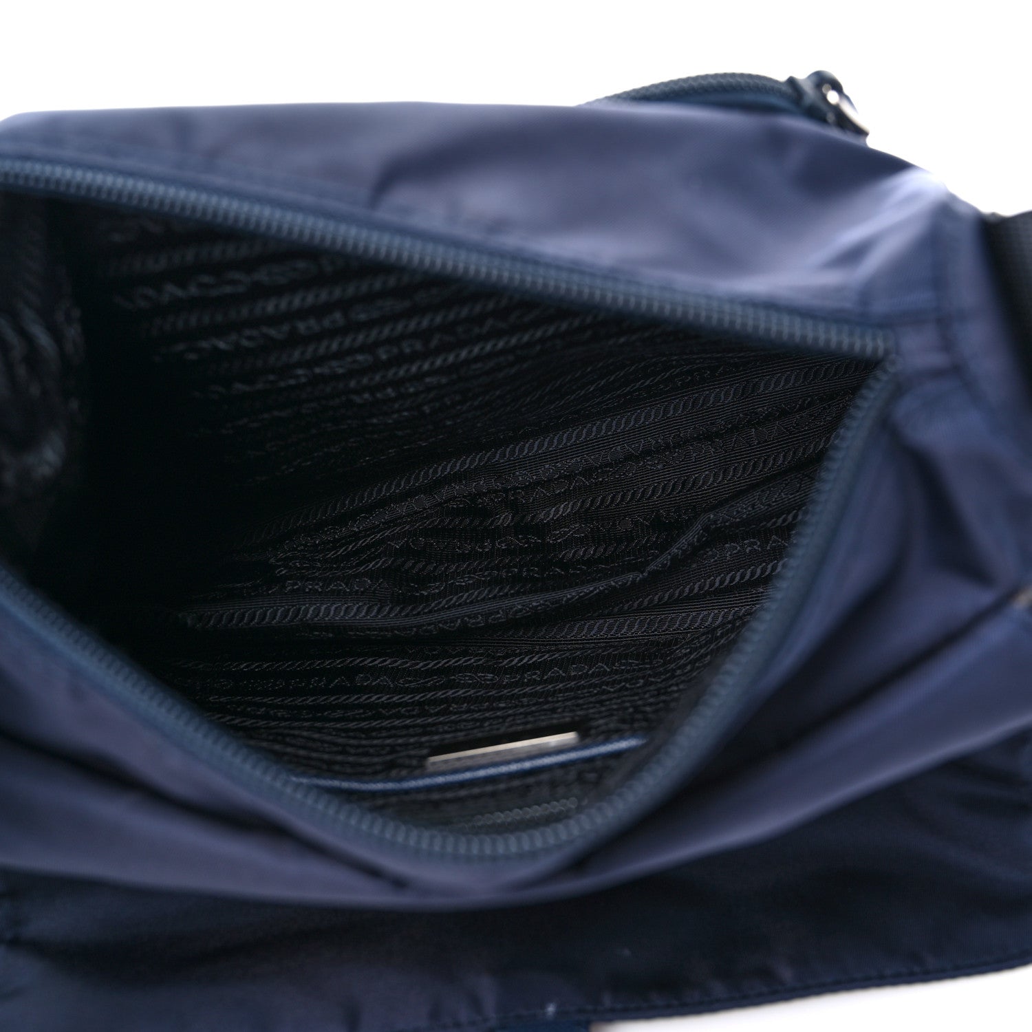 Prada Nylon Vela Saffiano Single Buckle Messenger Shoulder Bag Blue Black 5 of 8