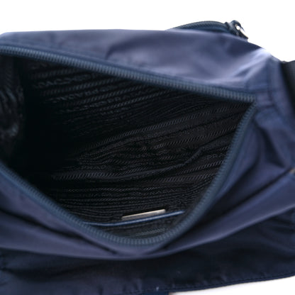 Prada Nylon Vela Saffiano Single Buckle Messenger Shoulder Bag Blue Black 5 of 8