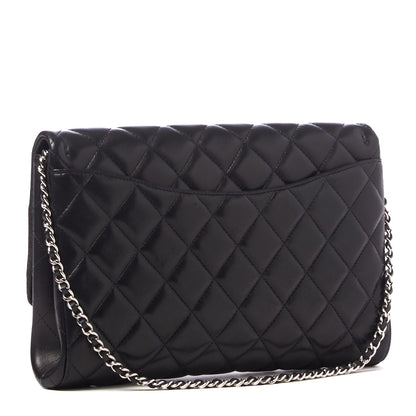Chanel Lambskin Quilted Clutch With Chain Flap Black 2 of 9