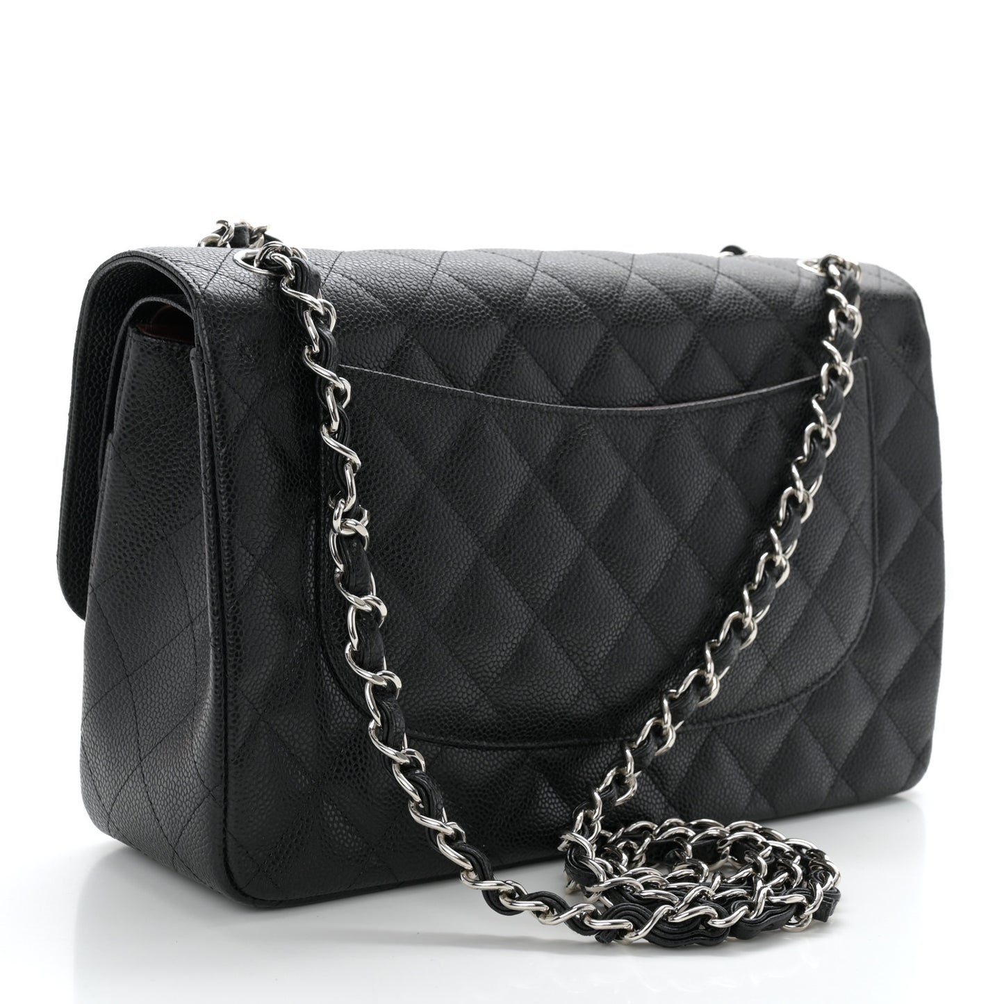 Caviar Quilted Jumbo Double Flap Black