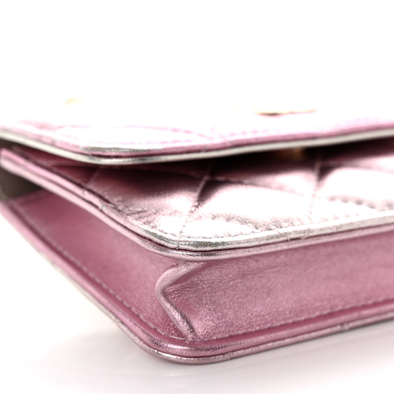 Chanel Gradient Metallic Lambskin Quilted Flap Chain Belt Bag Gold Pink 10 of 14