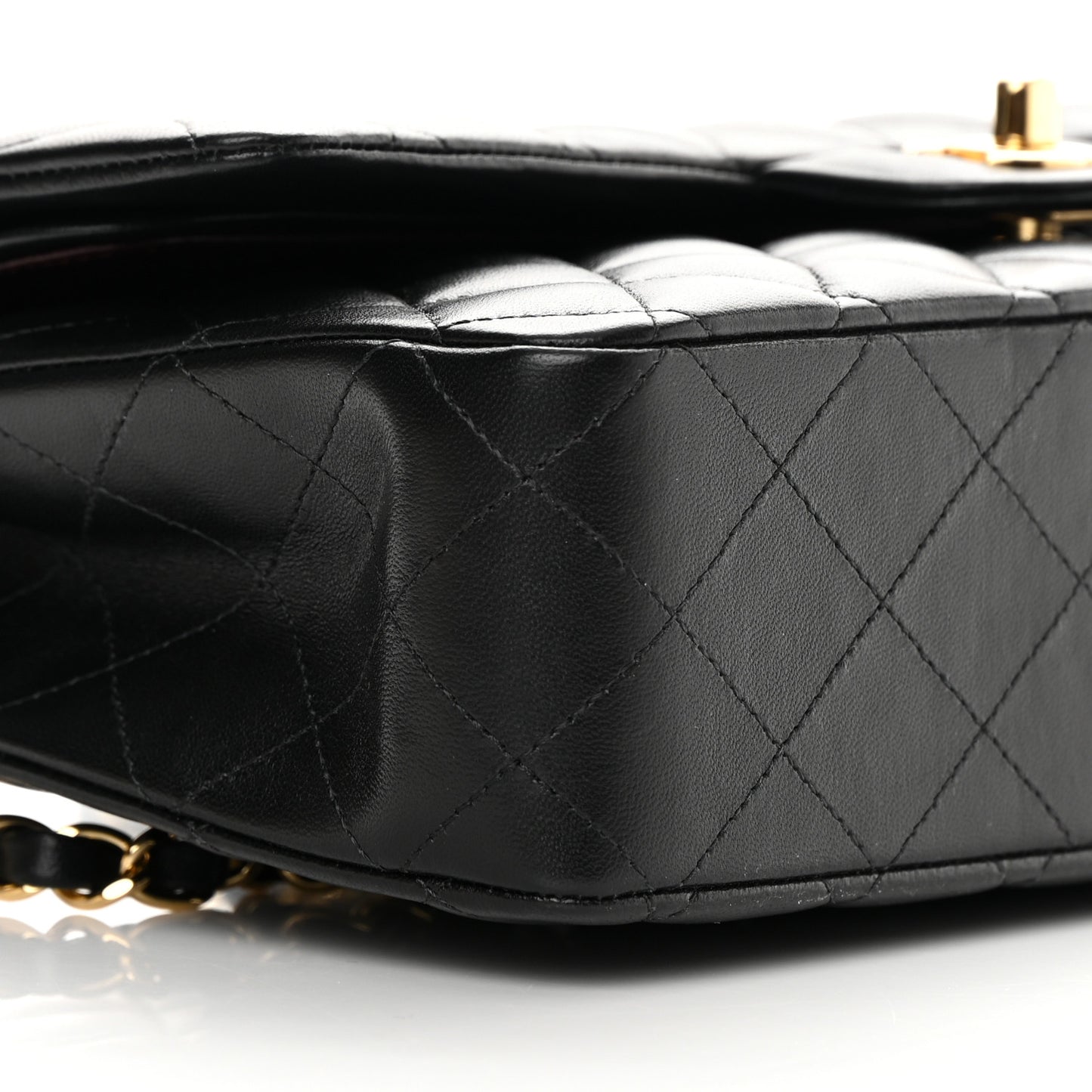 Lambskin Quilted Medium Double Flap Black