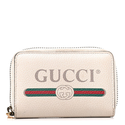 Gucci Calfskin Logo Zip Around Card Case White 1 of 6
