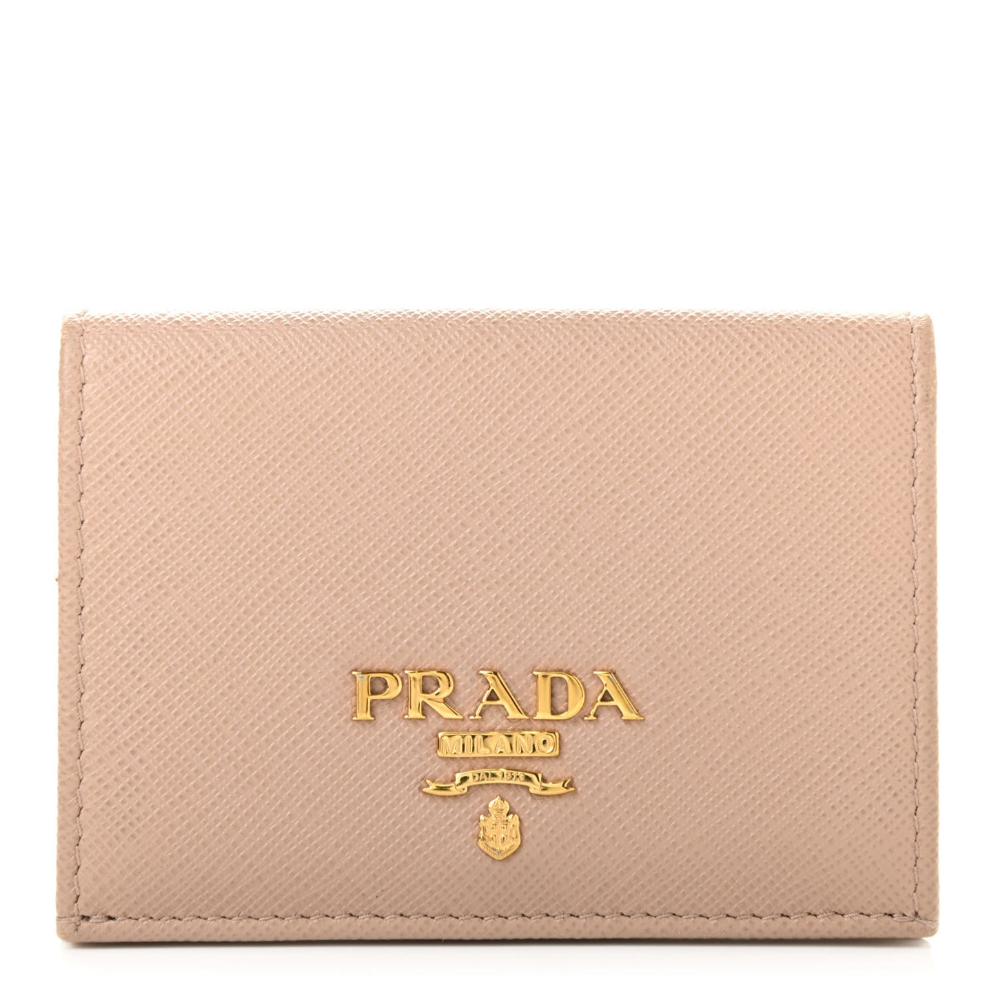 Saffiano Metal Bi-Fold Card Holder Wallet Cammeo