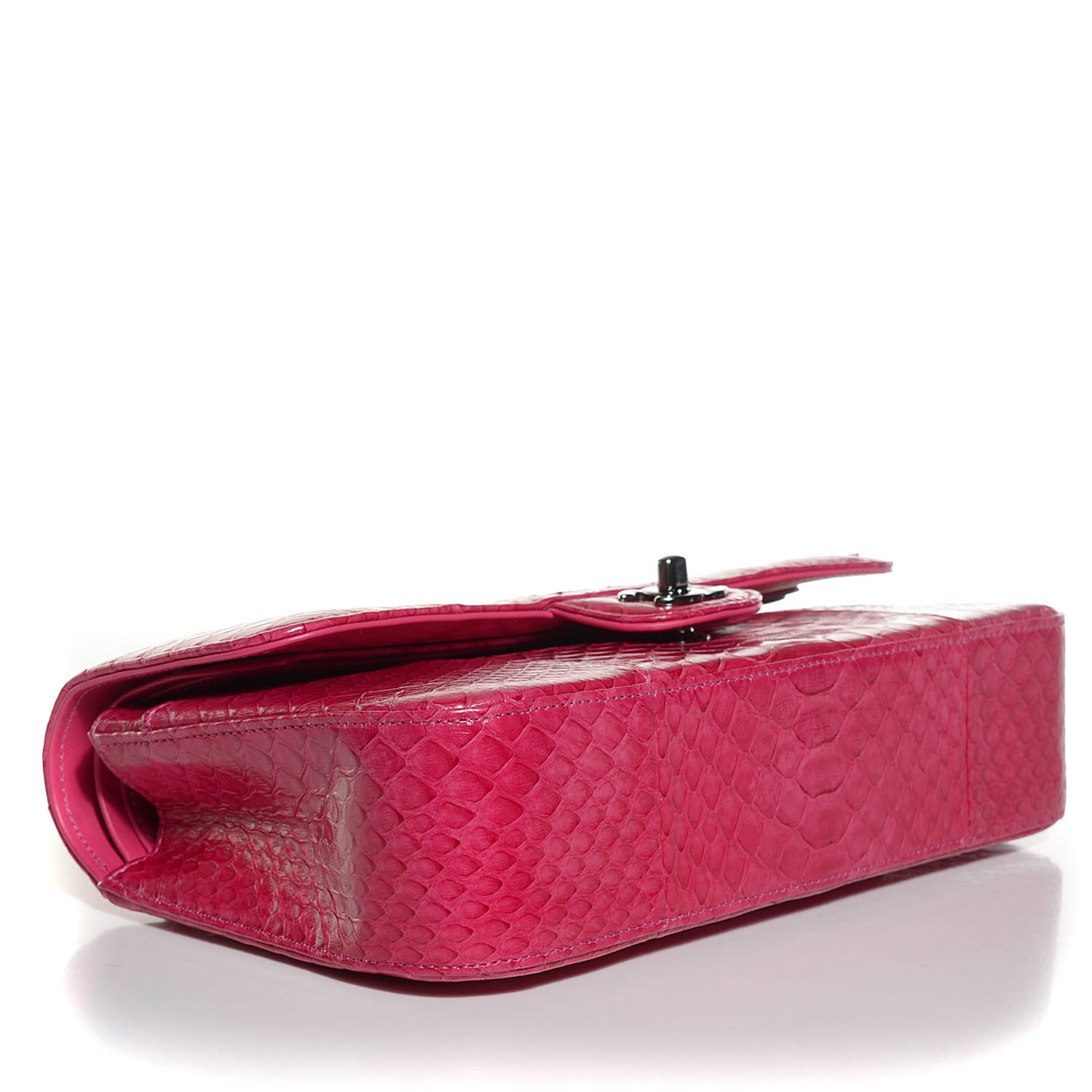 Chanel Python Medium Double Flap Dark Pink 4 of 10