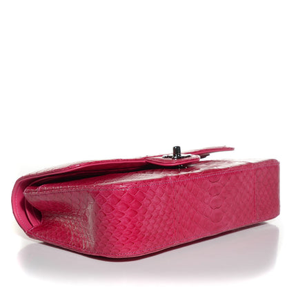 Chanel Python Medium Double Flap Dark Pink 4 of 10