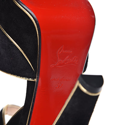 Christian Louboutin Veau Velours Loulou Dance Platform Sandals 37 Black 6 of 7
