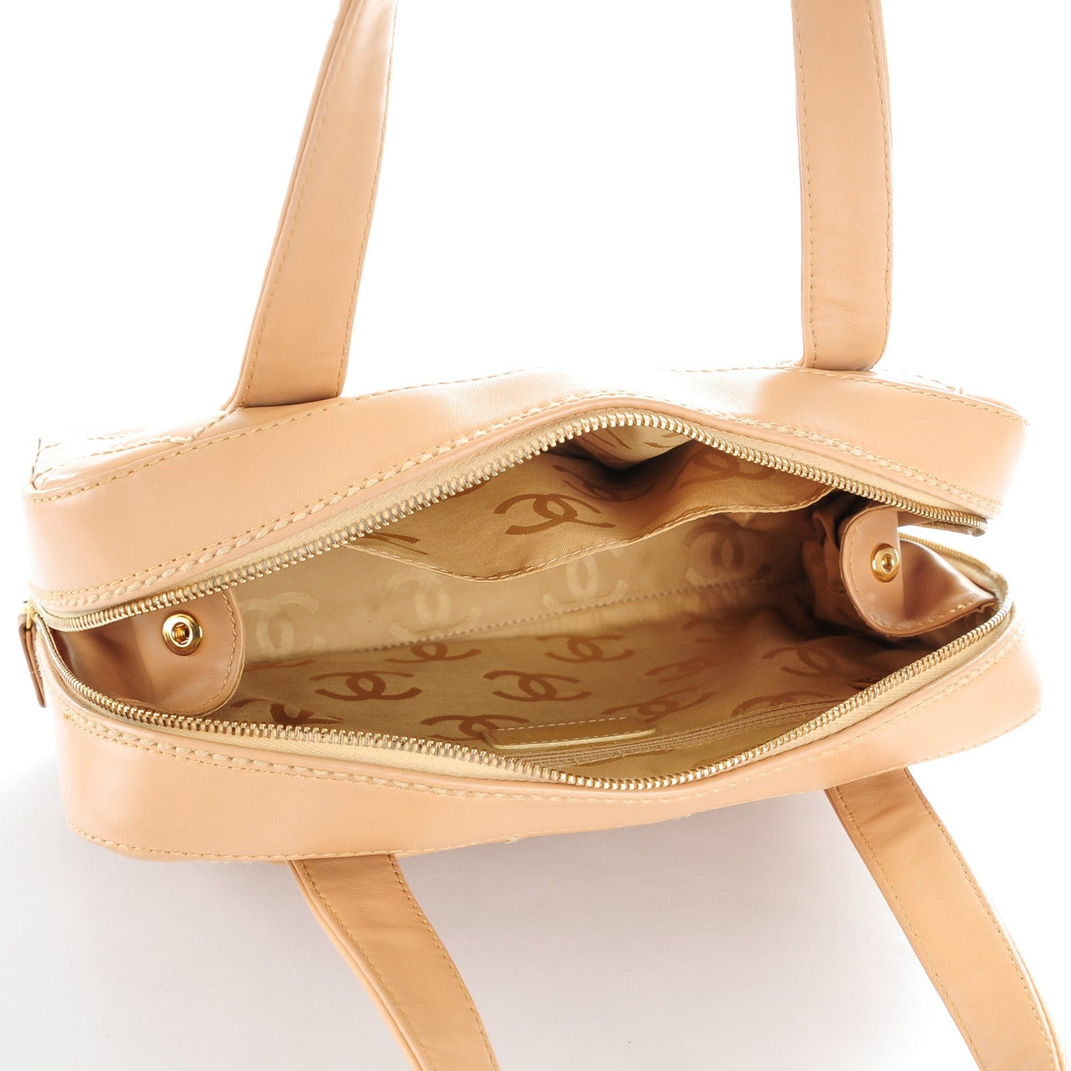 Chanel Calfskin Wild Stitch Top Handle Bag Beige 7 of 18