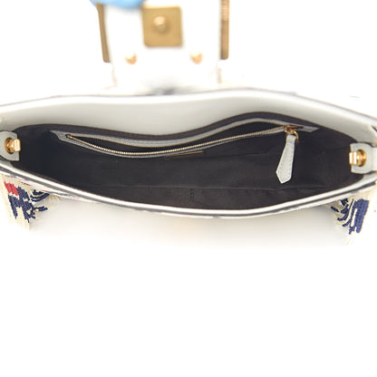 Fendi X FILA Calfskin Mania Fringe Baguette White 4 of 8
