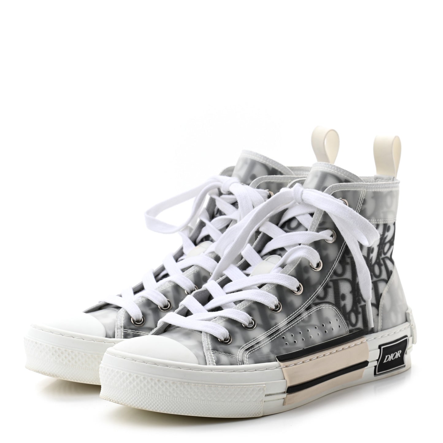 Technical Canvas Oblique Mens B23 High Top Sneakers 38 White Black