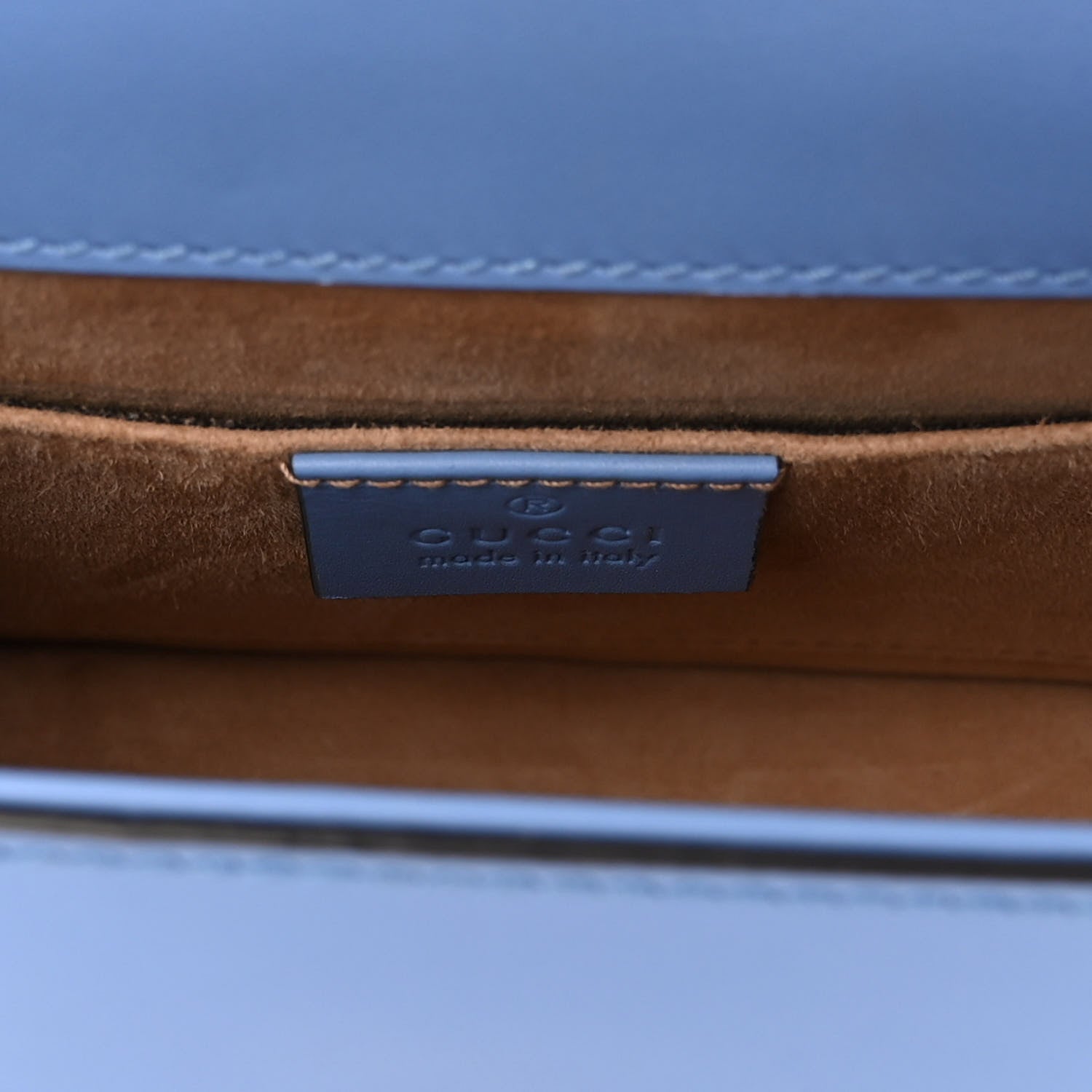 Gucci Vitello Fontanella Web Mini Sylvie Top Handle Bag Clear Sky Blue 6 of 11