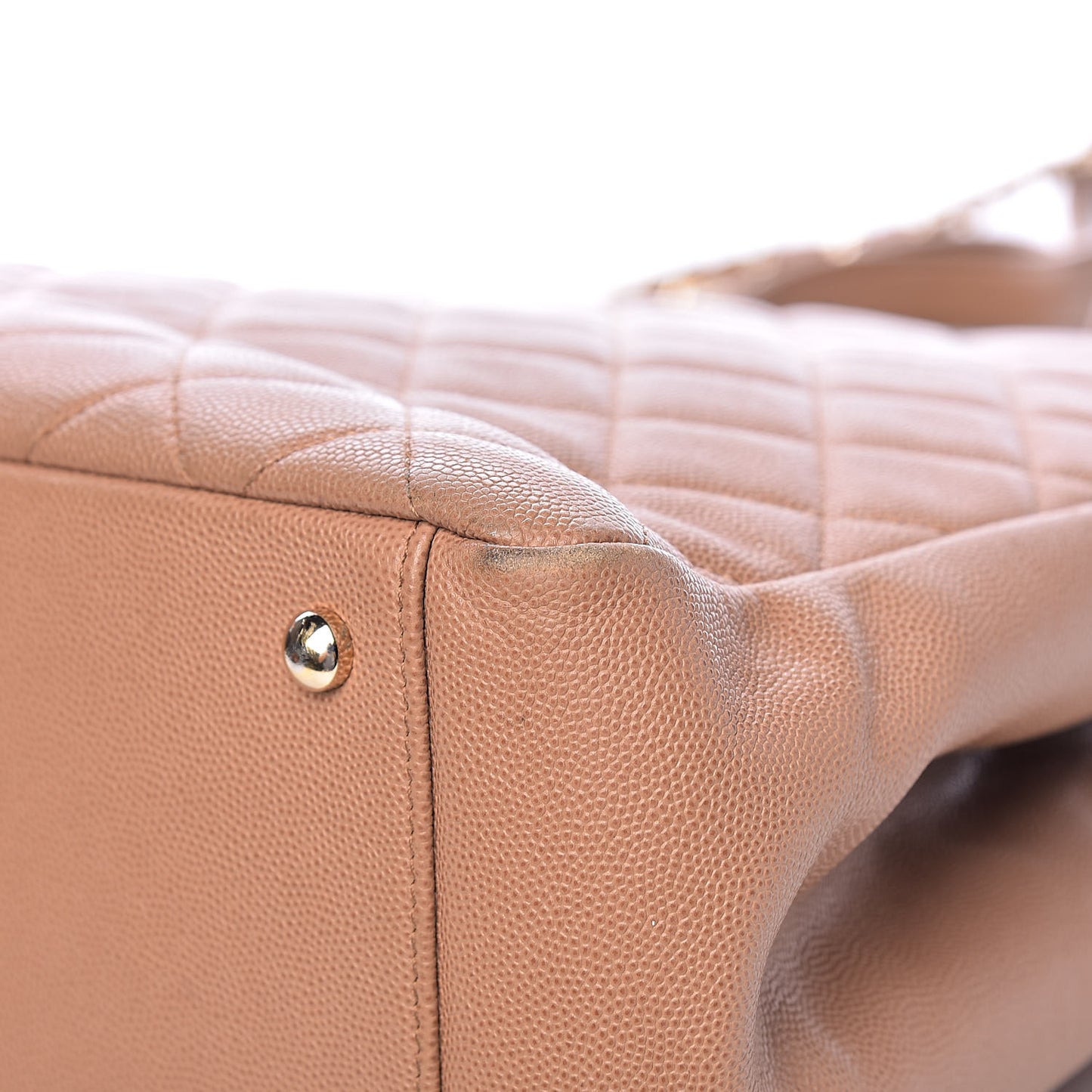 Caviar Quilted Large Business Affinity Shopping Bag Beige