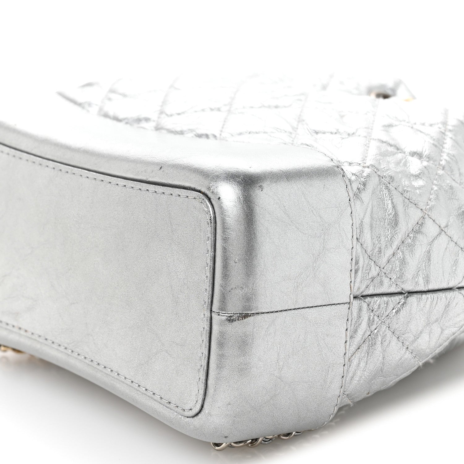 Chanel Metallic Crumpled Calfskin Quilted Small Gabrielle Backpack Silver 10 of 11