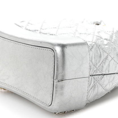 Chanel Metallic Crumpled Calfskin Quilted Small Gabrielle Backpack Silver 10 of 11