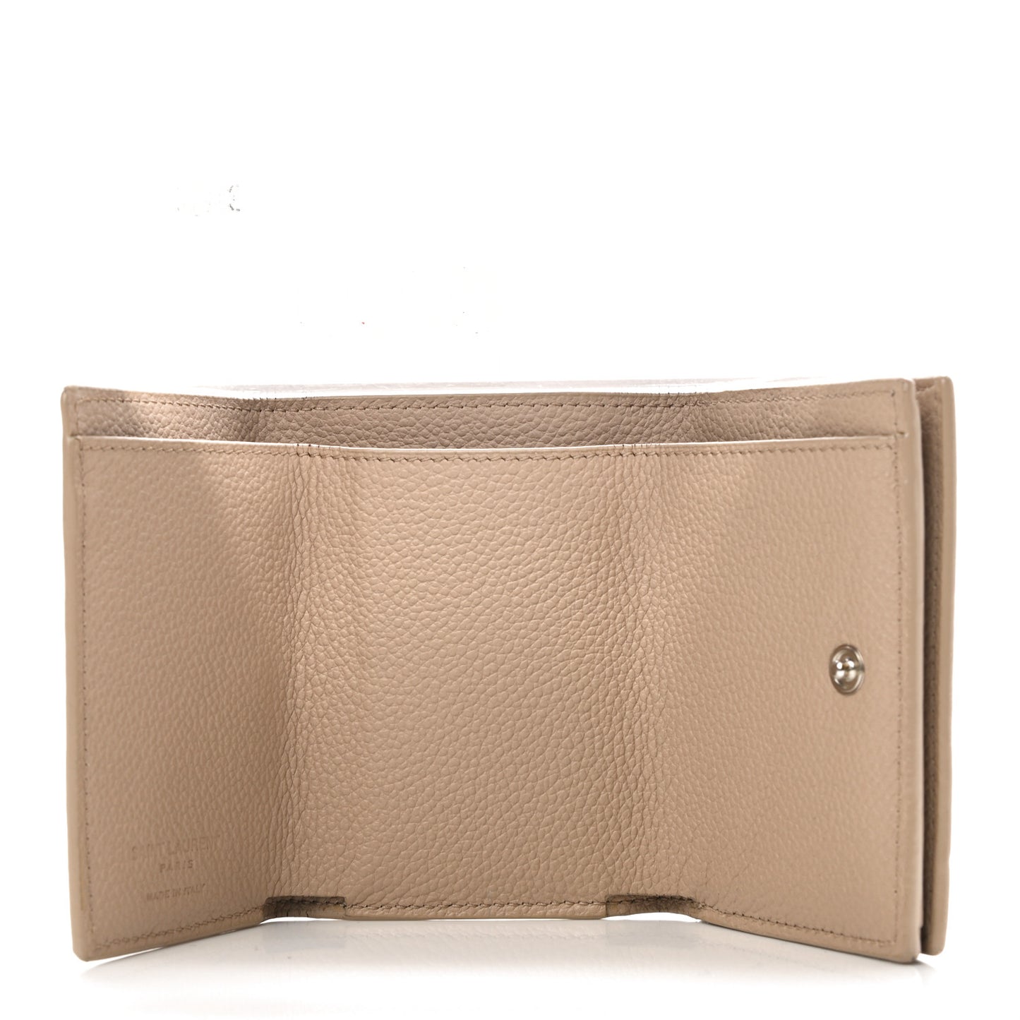 Grained Calfskin Paris Petite Compact Wallet Beige