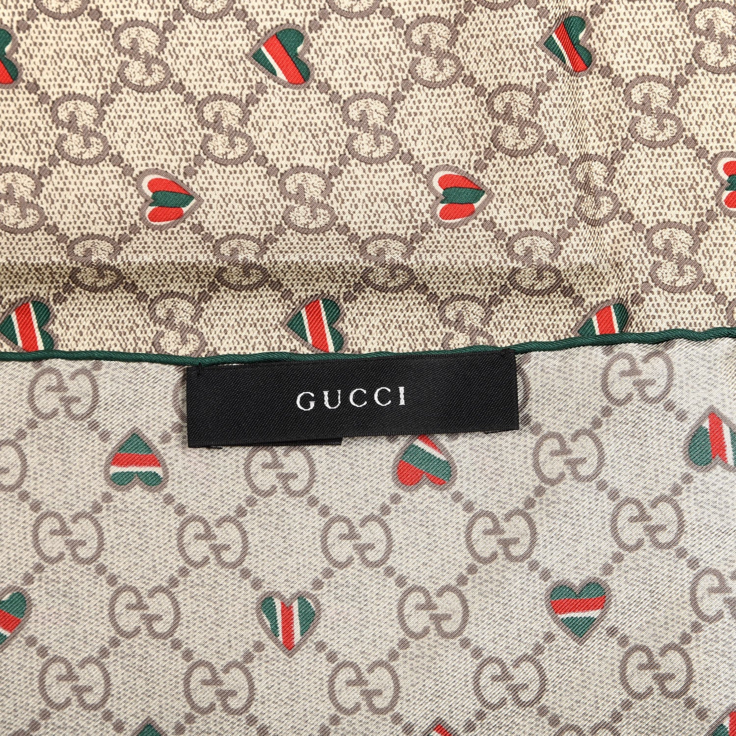 Gucci Silk Web GG Monogram Hearts Scarf Green 2 of 3