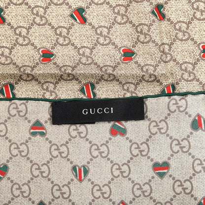 Gucci Silk Web GG Monogram Hearts Scarf Green 2 of 3