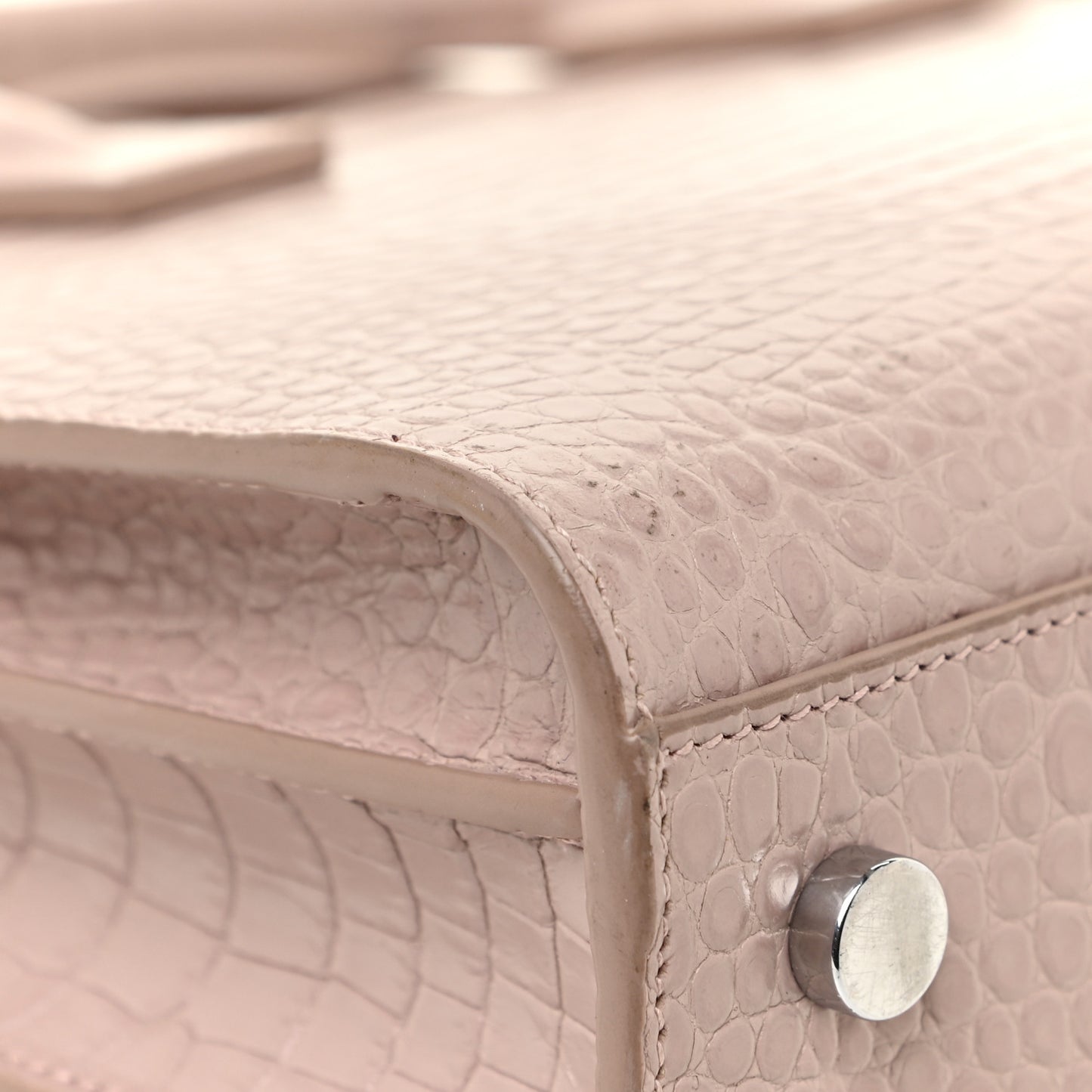 Calfskin Crocodile Embossed Baby Sac De Jour Rose Antic
