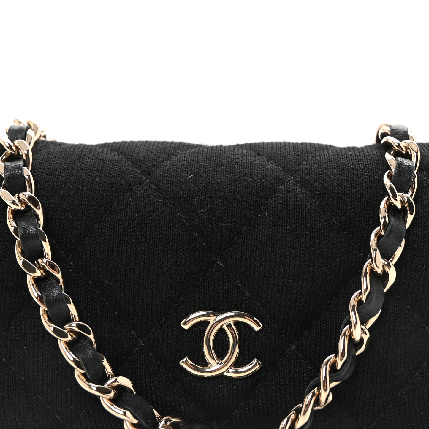 Jersey Quilted Micro Mini Flap Black