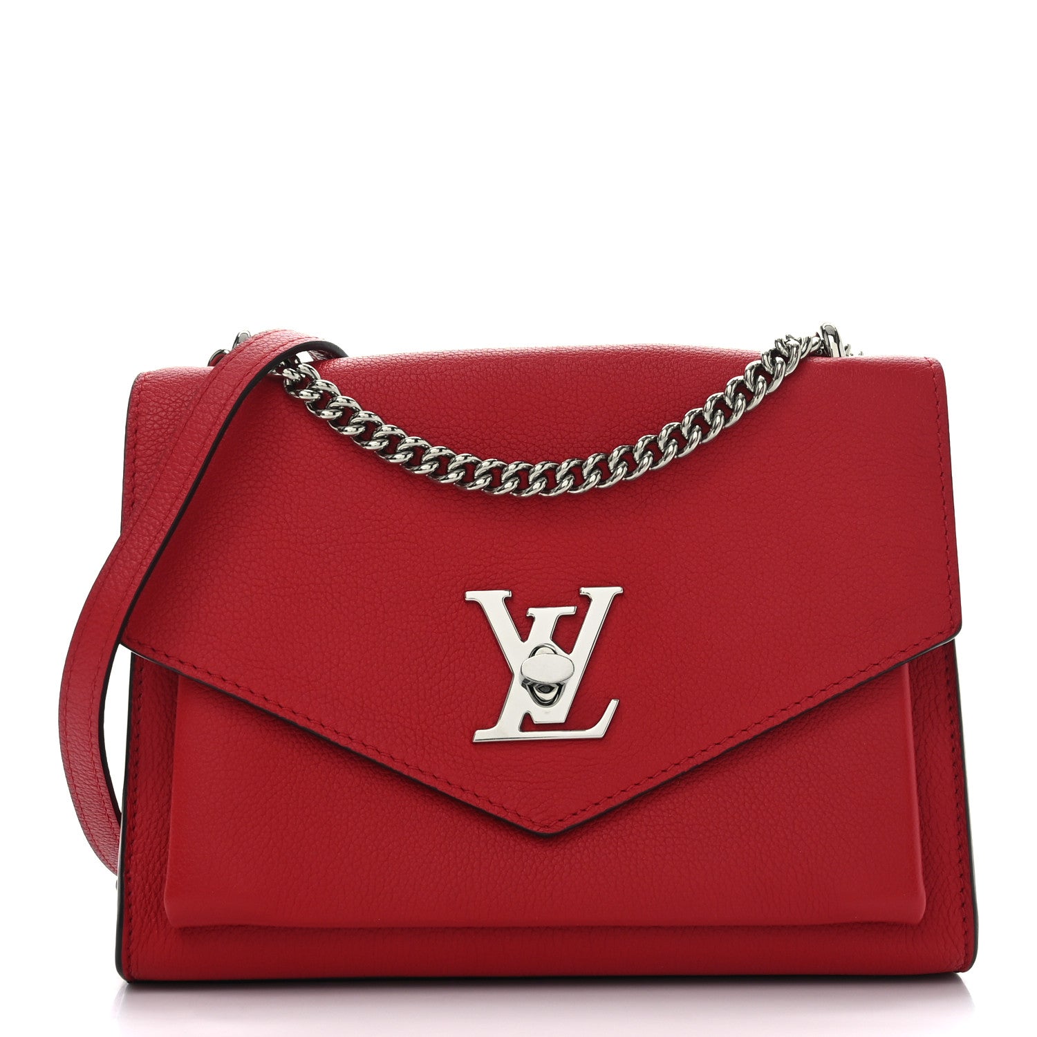 Louis Vuitton Soft Calfskin Mylockme Chain Bag BB Rubis 8 of 10