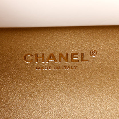 Chanel Shiny Lambskin Pearl Top Handle Flap Shopping Bag White 6 of 10