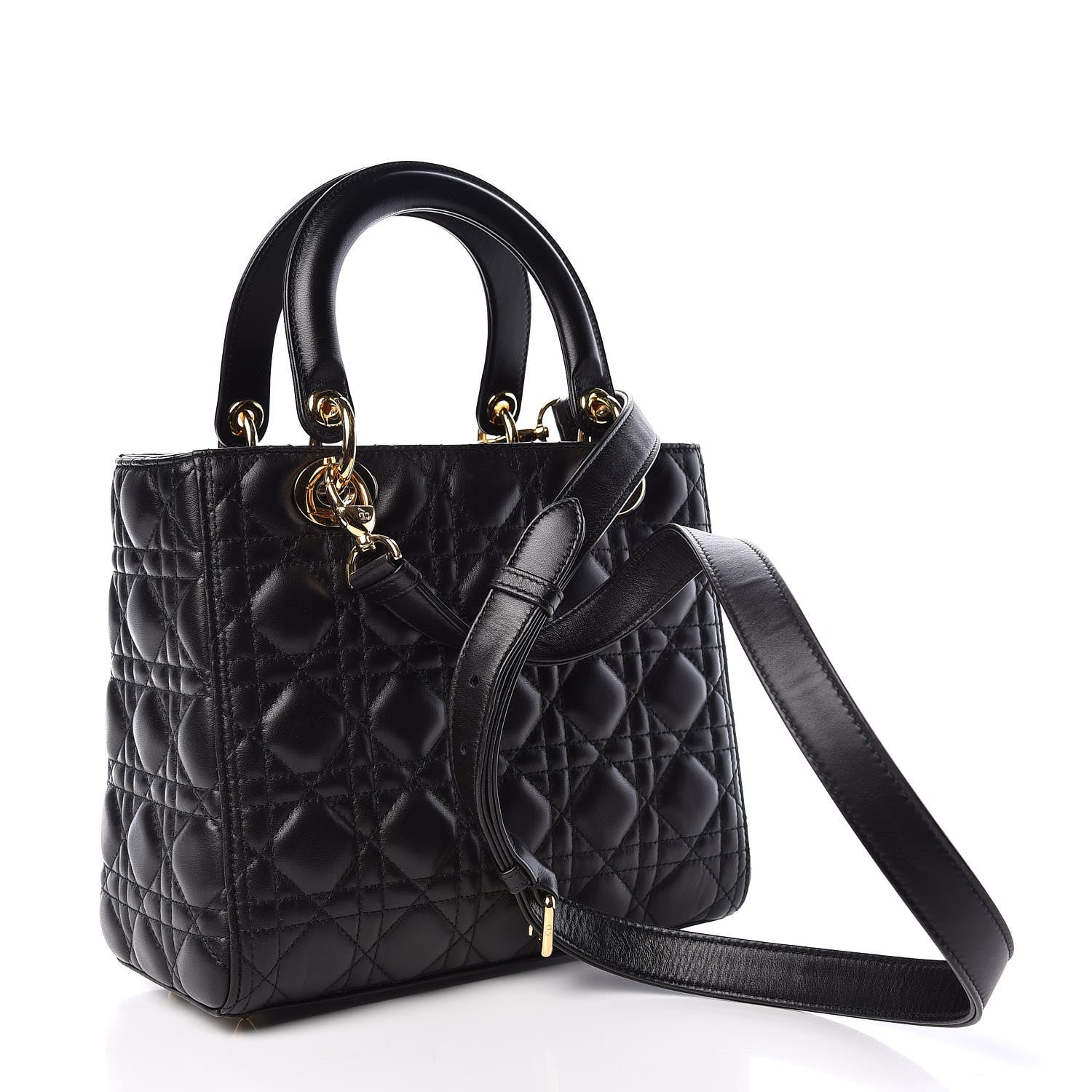 Christian Dior Lambskin Cannage Medium Lady Dior Black 4 of 12