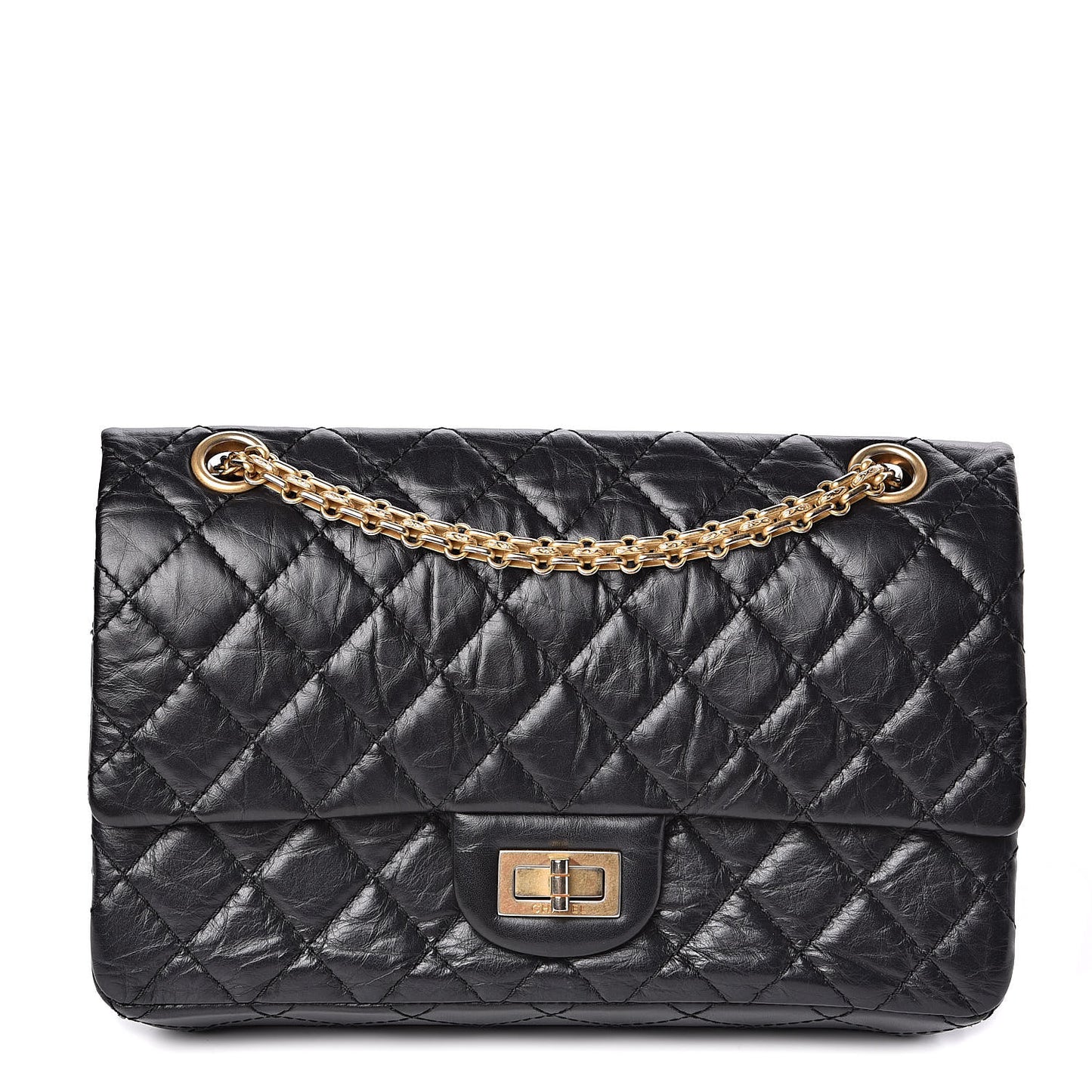 Aged Calfskin Quilted 2.55 Reissue 225 Flap Black