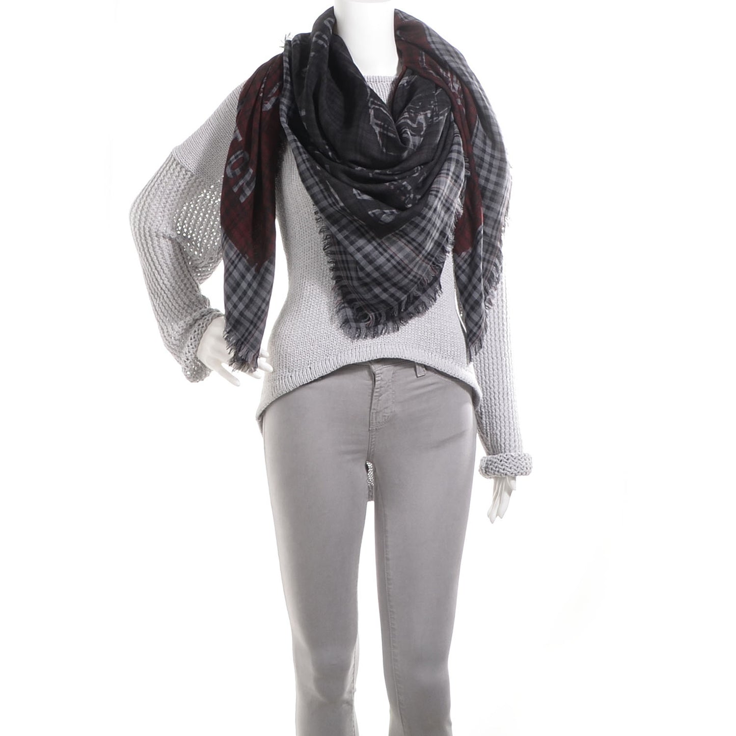Mens Fleece Wool Silk Trunks Shawl Gris Rouge