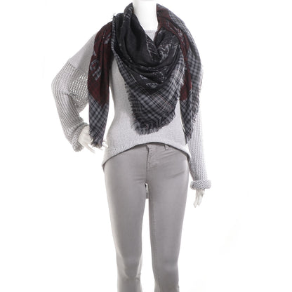 Louis Vuitton Mens Fleece Wool Silk Trunks Shawl Gris Rouge 2 of 4