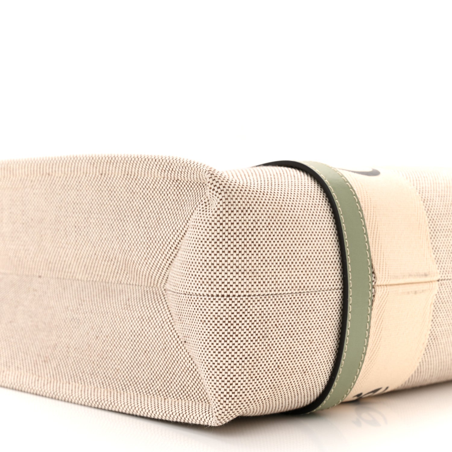 Chloe Cotton Calfskin Medium Woody Ribbon Tote White Green 9 of 10
