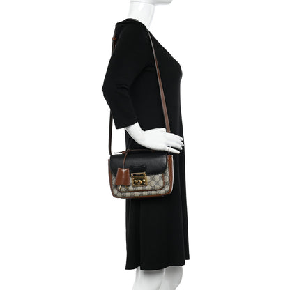 Gucci GG Supreme Monogram New Sakai Lux Calfskin Mini Padlock Flap Pocket Shoulder Bag Beige Ebony Black Cuir 2 of 15