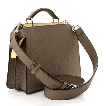 Fendi Cuoio Romano Vitello Cover Glazed Fabric Bi-Color FF 1974 Mini Peekaboo I SEE U Satchel Tartufo Banana Tobacco Moro 3 of 10