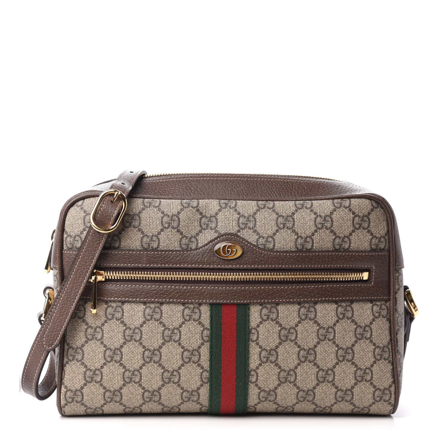 Gucci GG Supreme Monogram Web Small Ophidia Shoulder Bag Brown 1 of 9