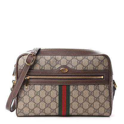 Gucci GG Supreme Monogram Web Small Ophidia Shoulder Bag Brown 1 of 9