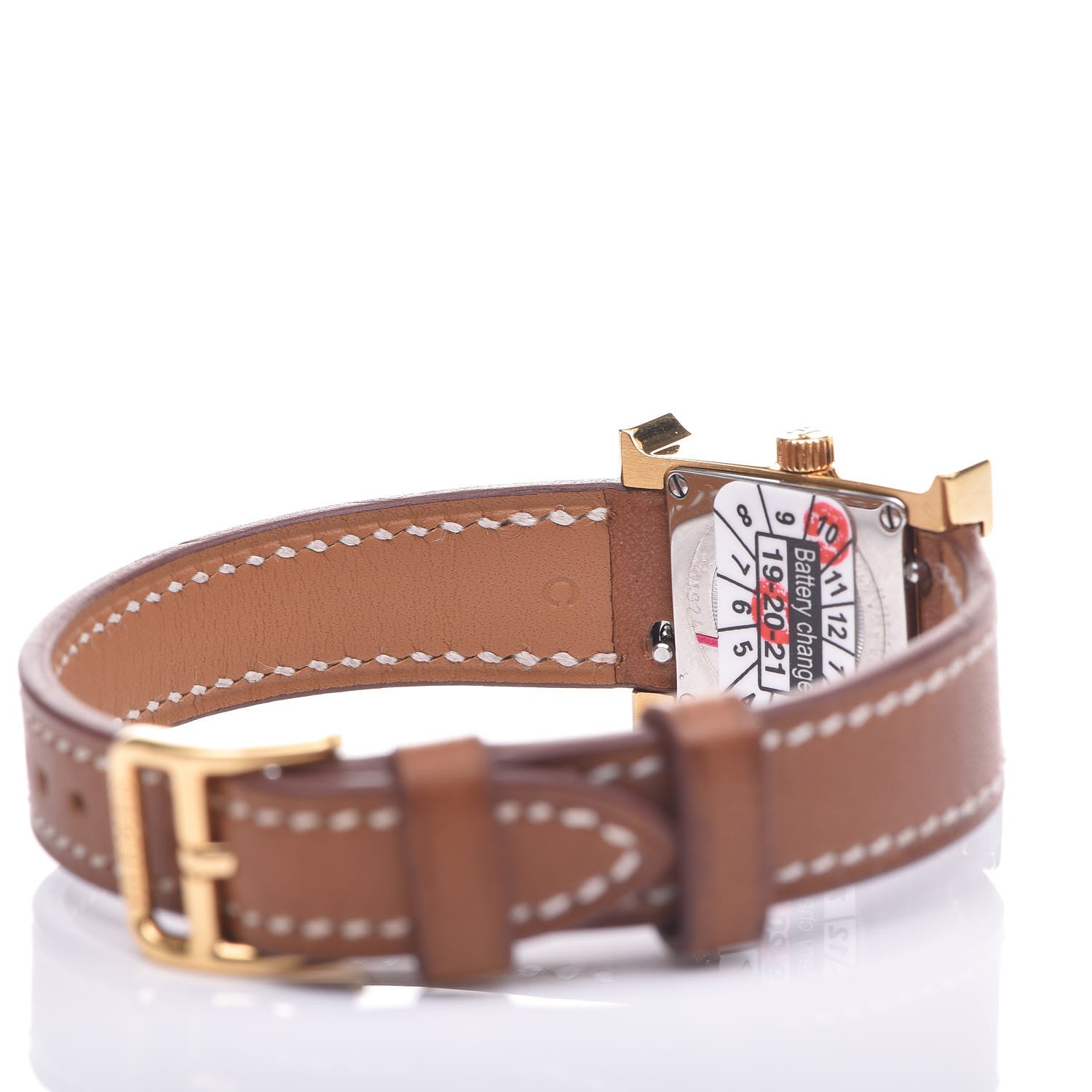 Hermes Stainless Steel Barenia 17.2mm Heure H Hour Quartz Watch Fauve 6 of 9