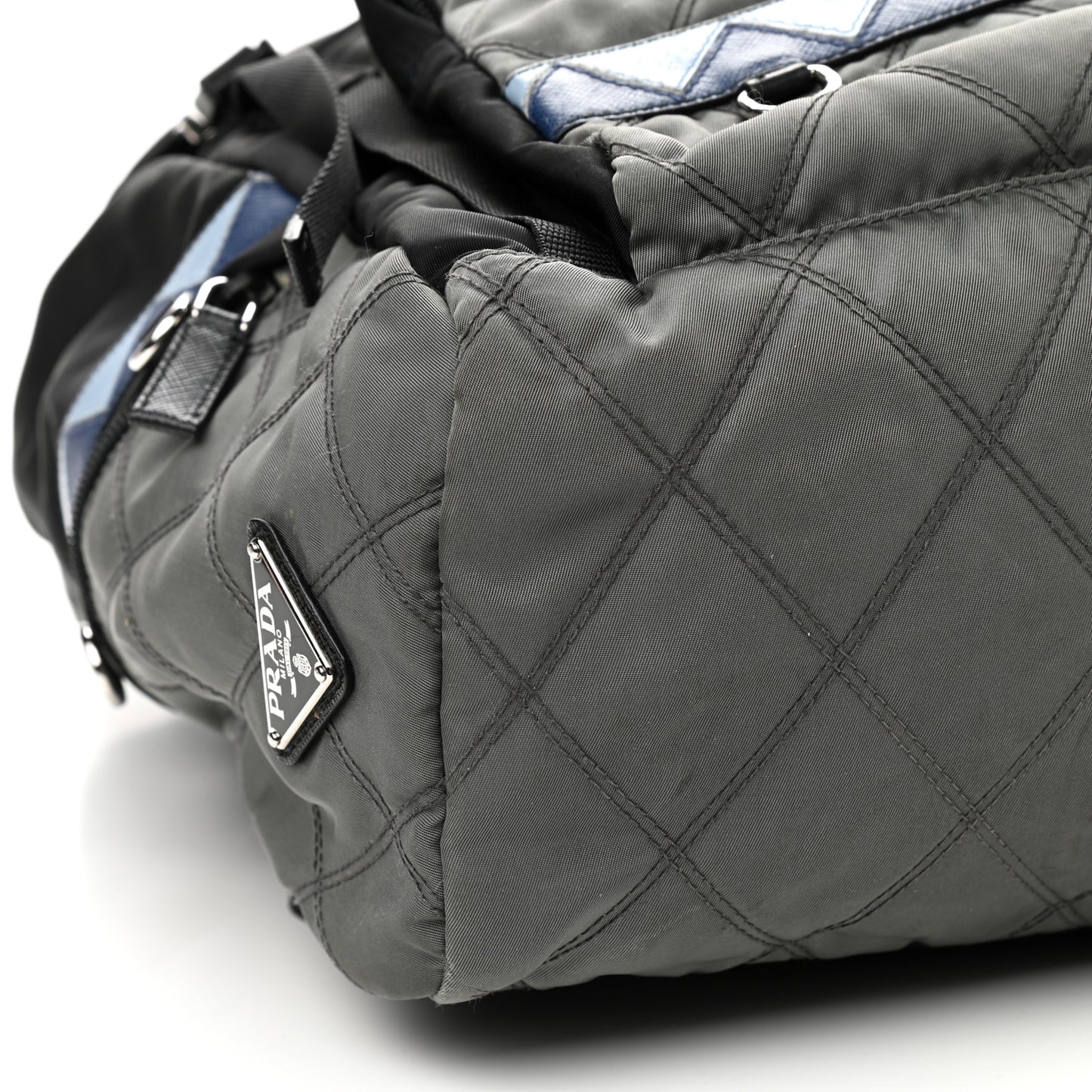 Tessuto Nylon Impunturato Double Buckle Backpack Ardesia Black