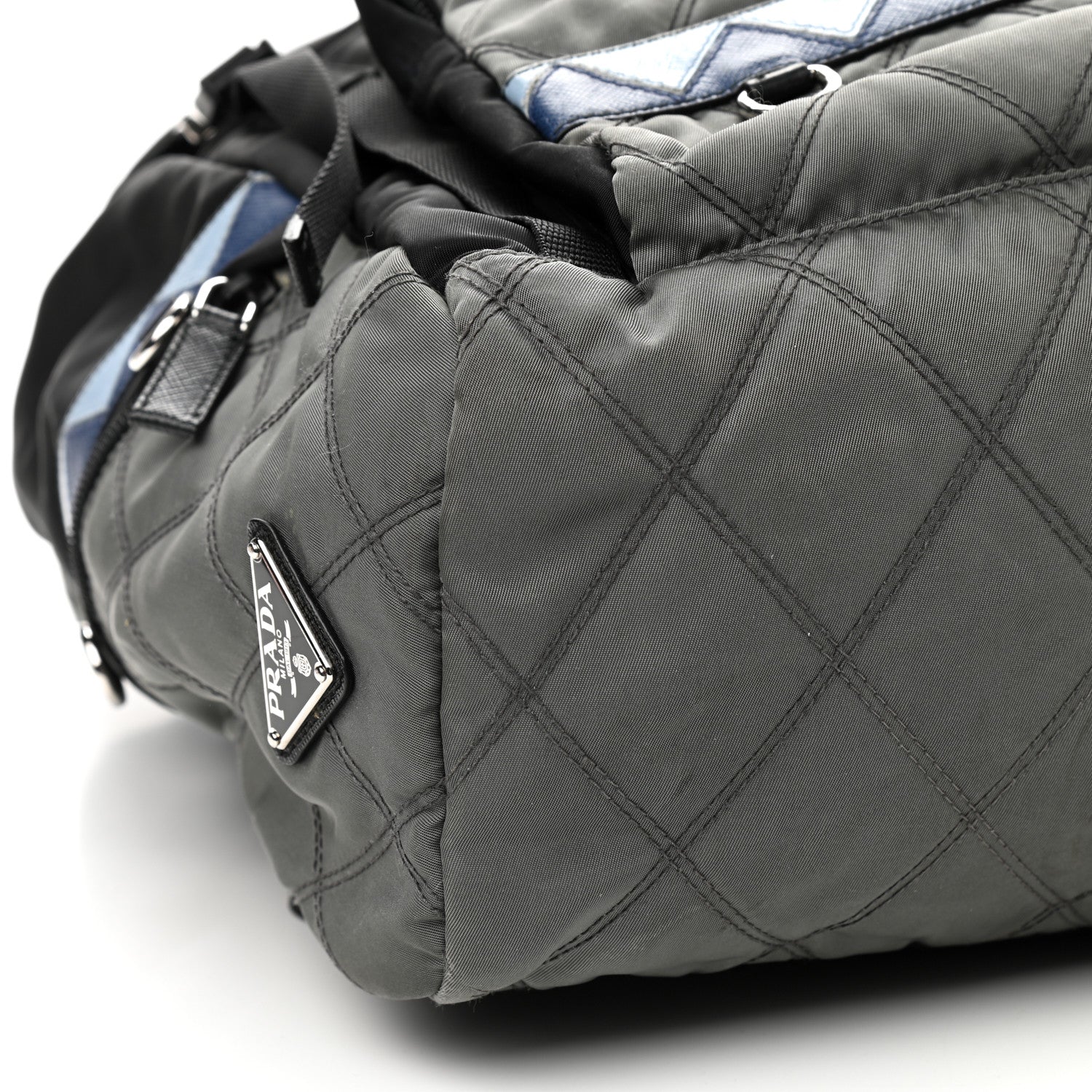 Prada Tessuto Nylon Impunturato Double Buckle Backpack Ardesia Black 8 of 9