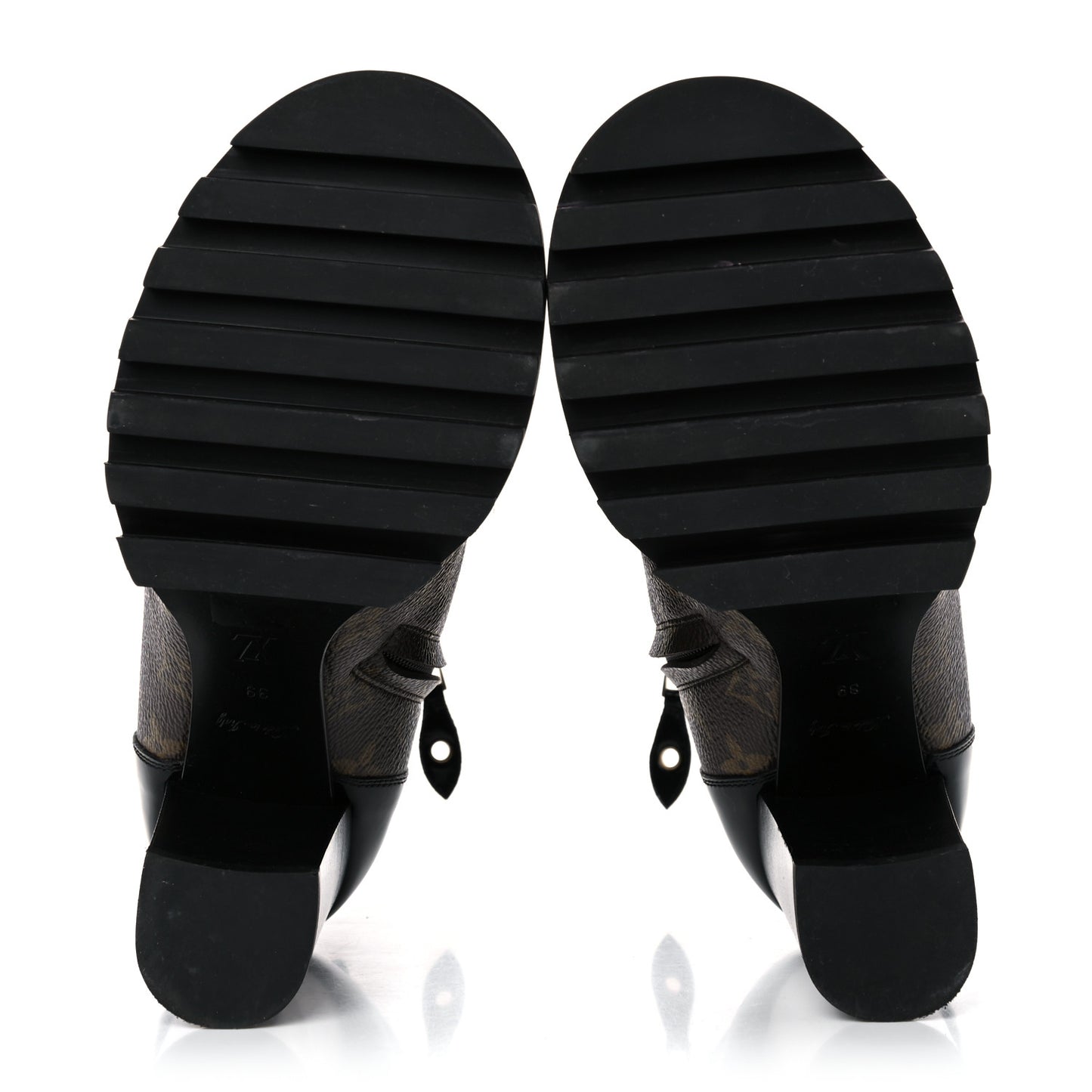 Patent Calfskin Monogram Star Trail Ankle Boots 39 Black